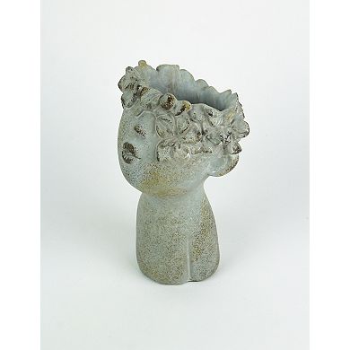 Pucker Up Junior Kissing Face Weathered Finish Concrete Head Mini Planter