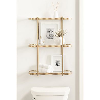 Curventi Tiered Wall Shelf Glass and Metal