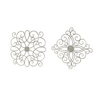 36 Inch Rustic Wood Metal Flower Sculpture Home Decor Wall Hanging Art Set Of 2