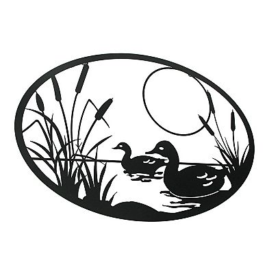 Set of 2 Black Metal Goose And Ducks Wall Art Decorative Sculpture Home Decor