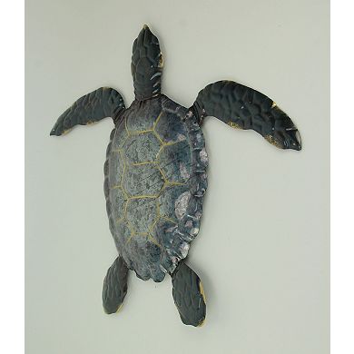 Blue Galvanized Metal Art Sea Turtle Wall Sculpture 19 inch
