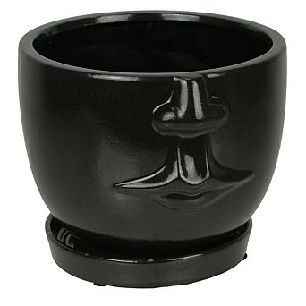 Brown Ceramic Face Planter Decorative Flower Pot Plant Holder Decor