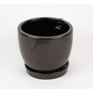 Brown Ceramic Face Planter Decorative Flower Pot Hand Painted Plant Holder Decor