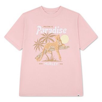 Girls 7-16 Hurley "Paradise" Jaguar Short Sleeve Oversized Graphic Tee