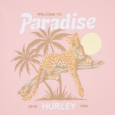 Girls 7-16 Hurley "Paradise" Jaguar Short Sleeve Oversized Graphic Tee