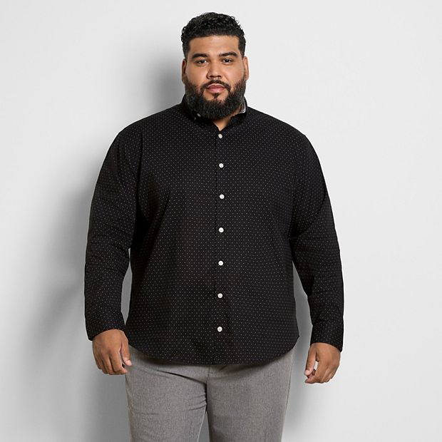 Van Heusen Cronbie Men's Long Sleeve Regular Fit Stretch Fabric Big and Tall Button-Down Shirt, X-Large Tall, Black