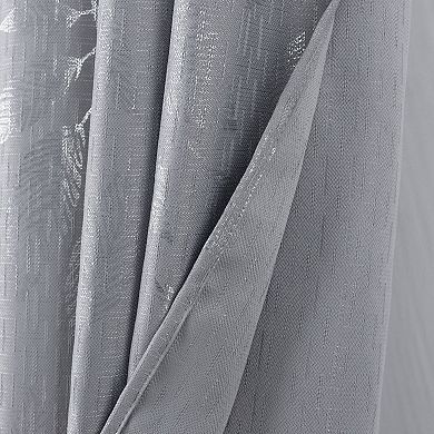Bexley Foil Jacquard Polyester Grommet 2 Pack Window Curtain Panel Set