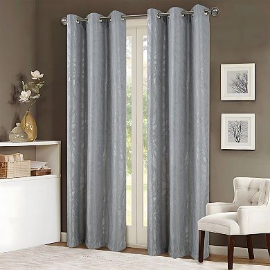Bexley Foil Jacquard Polyester Grommet 2 Pack Window Curtain Panel Set