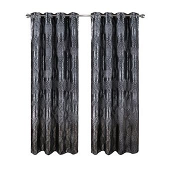 Hailey Halo Foil Blackout Polyester Grommet 2 Pack Window Curtain Panel Set