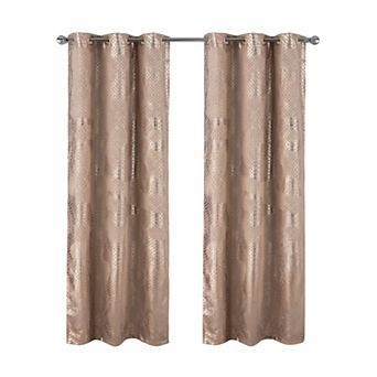 Hailey Halo Foil Blackout Polyester Grommet 2 Pack Window Curtain Panel Set