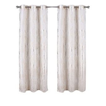 Hailey Halo Foil Blackout Polyester Grommet 2 Pack Window Curtain Panel Set