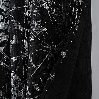 Brighton Foil Jacquard Polyester Window Curtain Grommet Panel