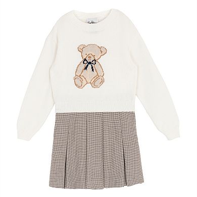 Girls 7-16 Rare Editions 2-pc. Plaid Skirt & Teddy Bear Sweater Set