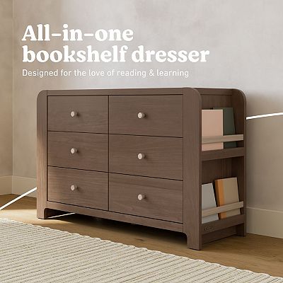 Graco Read-with-Me 6 Drawer Dresser with Bookshelves White/Driftwood