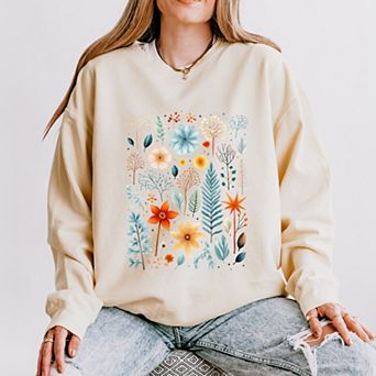 Simply Sage Market Winter Floral Lightweight Garment Dyed Sweatshirt