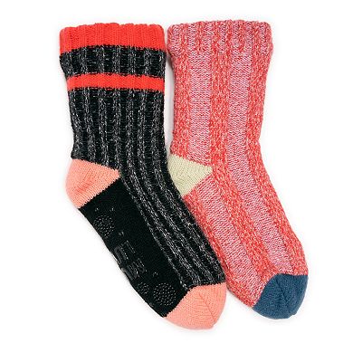 Women's MUK LUKS 2-Pack Color Blocked Cabin Slipper Socks