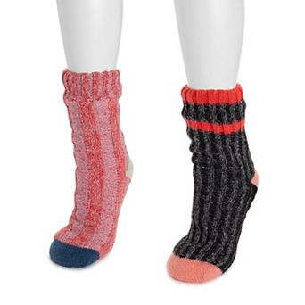 Women's MUK LUKS 2-Pack Color Blocked Cabin Slipper Socks