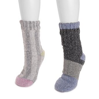 Women's MUK LUKS 2-Pack Color Blocked Cabin Slipper Socks