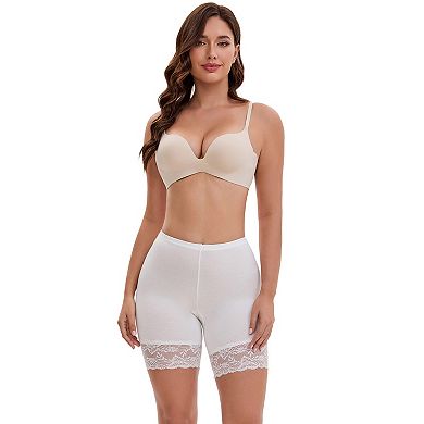 Women's Tummy Control Wide Lace Trim Panties High Waist Slim Fit Elastic Under Dress