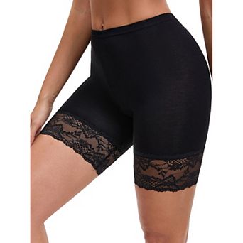 Women's Tummy Control Wide Lace Trim Panties High Waist Slim Fit Elastic Under Dress