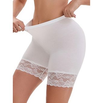 Women's Tummy Control Wide Lace Trim Panties High Waist Slim Fit Elastic Under Dress