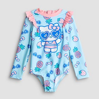 Baby & Toddler Girl Hello Kitty Long Sleeve Rash Guard Swimsuit