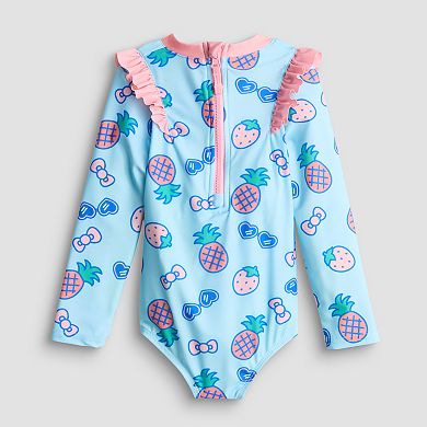Baby & Toddler Girl Hello Kitty Long Sleeve Rash Guard Swimsuit