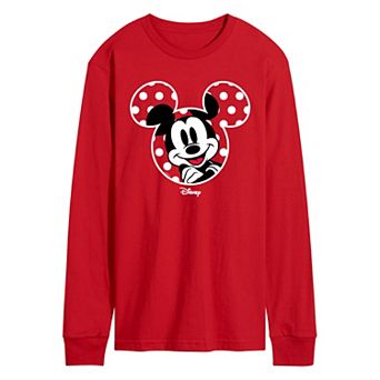 Men's Disney's Mickey Mouse Polka Dot Ears Long Sleeve Graphic Tee