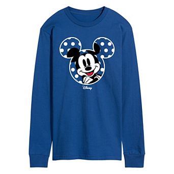 Men's Disney's Mickey Mouse Polka Dot Ears Long Sleeve Graphic Tee