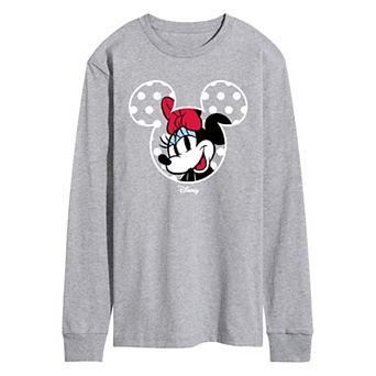 Men's Disney's Minnie Mouse Polka Dot Ears Long Sleeve Graphic Tee