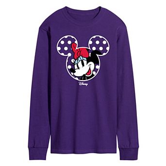 Men's Disney's Minnie Mouse Polka Dot Ears Long Sleeve Graphic Tee