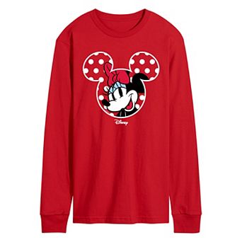 Men's Disney's Minnie Mouse Polka Dot Ears Long Sleeve Graphic Tee