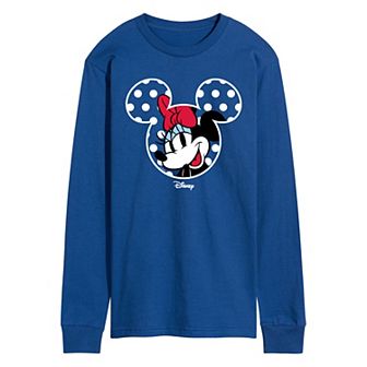 Men's Disney's Minnie Mouse Polka Dot Ears Long Sleeve Graphic Tee