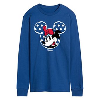 Men's Disney's Minnie Mouse Polka Dot Ears Long Sleeve Graphic Tee