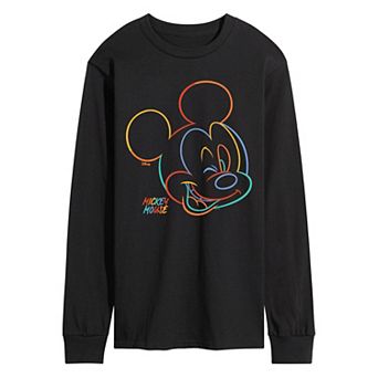 Men's Disney's Mickey Mouse Color Portrait Long Sleeve Graphic Tee