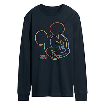 Men's Disney's Mickey Mouse Color Portrait Long Sleeve Graphic Tee