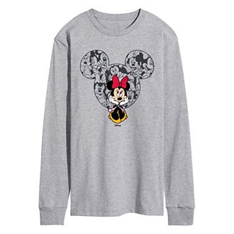Men's Disney's Minnie Mouse Ear Collage Long Sleeve Graphic Tee