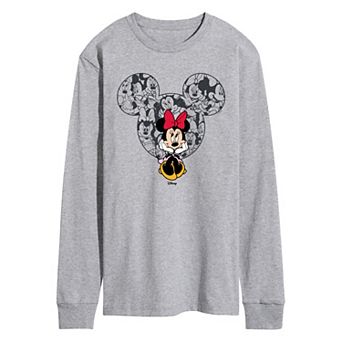 Men's Disney's Minnie Mouse Ear Collage Long Sleeve Graphic Tee