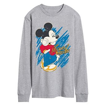 Men's Disney's Mickey Mouse Retro Style Long Sleeve Graphic Tee