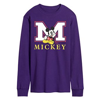 Men's Disney's Mickey Mouse Varsity Letter Long Sleeve Graphic Tee