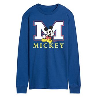 Men's Disney's Mickey Mouse Varsity Letter Long Sleeve Graphic Tee