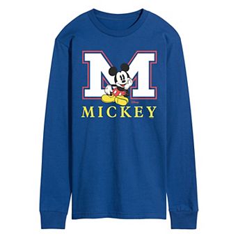 Men's Disney's Mickey Mouse Varsity Letter Long Sleeve Graphic Tee