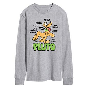 Men's Disney's Pluto Diagram Long Sleeve Graphic Tee