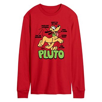 Men's Disney's Pluto Diagram Long Sleeve Graphic Tee