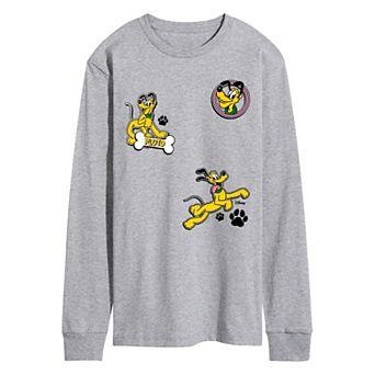 Men's Disney's Pluto Collage Long Sleeve Graphic Tee