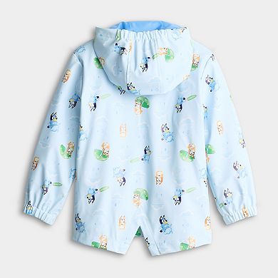 Toddler Girl Dreamwave Bluey Allover Print Hooded Rain Jacket