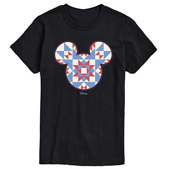 Men's Disney's Minnie Mouse Quilt Pattern Ears Graphic Tee
