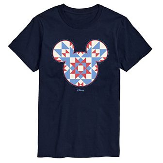 Men's Disney's Minnie Mouse Quilt Pattern Ears Graphic Tee