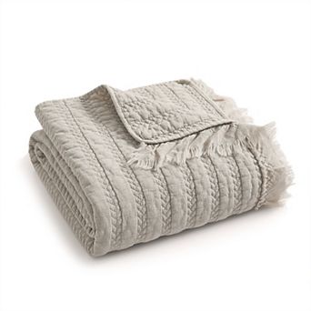 Levtex Home Wilhemina Natural Quilted Throw Blanket
