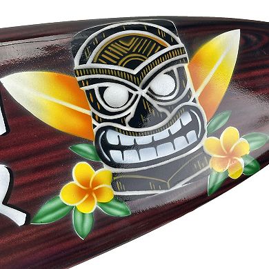 Wooden Tiki Bar Surfboard Wall Decor 39.5" Decorative Beach Sign Art